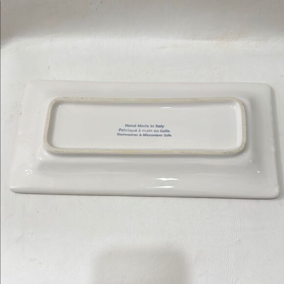 Handmade Italy Elegant White Rectangular Bread Serving Platter Vanity Bath Tray - Picture 7 of 9